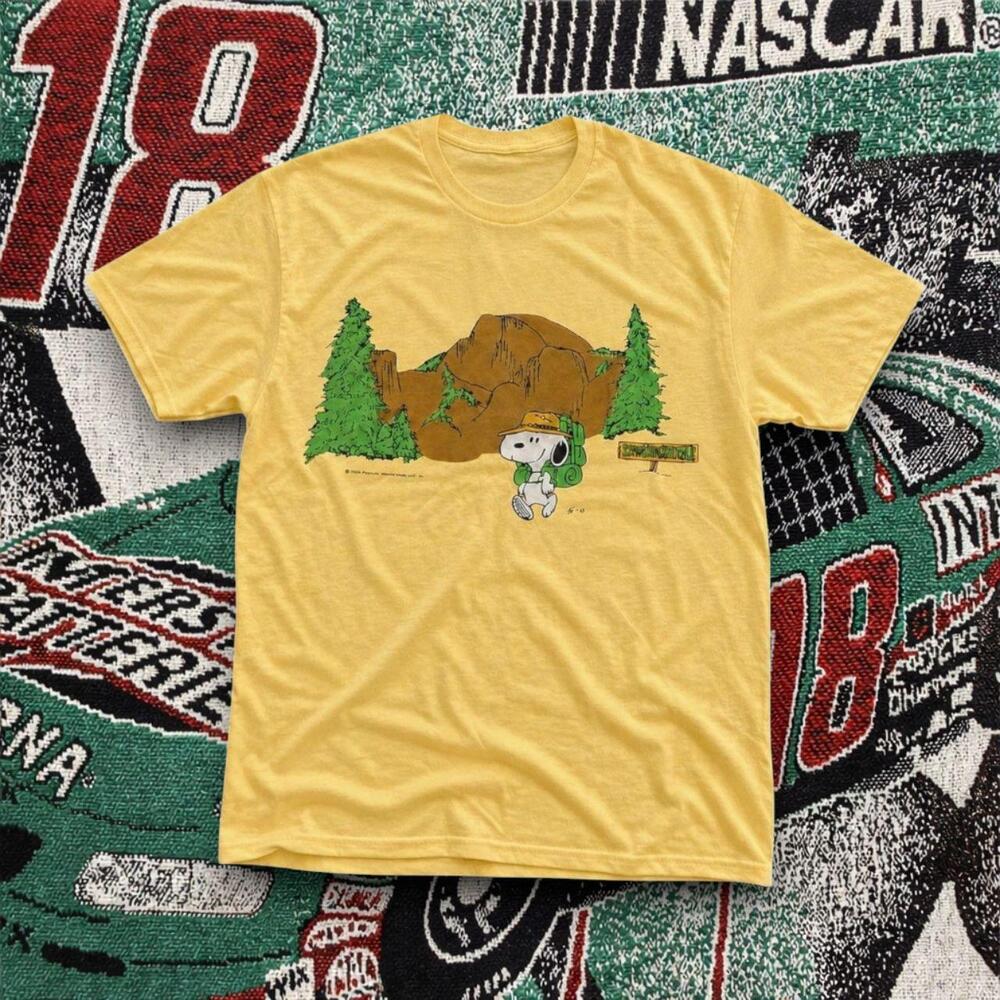 Nature Hiking Dog Graphic Tee Yellow Unisex Shirt